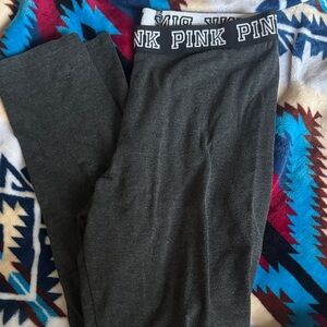 PINK Victoria's Secret Charcoal Leggings with Logo Waistband